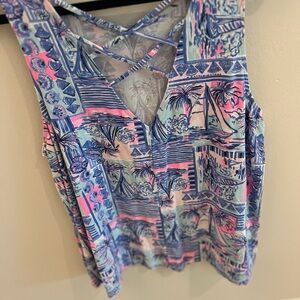 Tropical Print Sleeveless Top